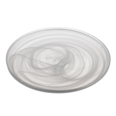 PRATO MESA VIDRO 28CM ALABASTER BRANCO LEONA    