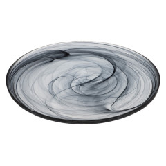 PRATO SOUSPLAT VIDRO 33CM ALABASTER PRETO LEONA    