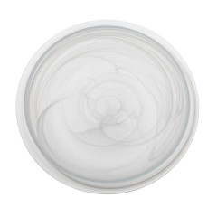 PRATO SOBREMESA VIDRO 21CM ALABASTER BRANCO SOLAR    