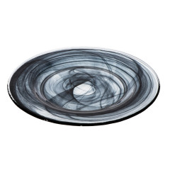 PRATO SOBREMESA VIDRO 21CM ALABASTER PRETO ESTONIA    
