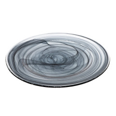 PRATO SOUSPLAT VIDRO 33CM ALABASTER PRETO ESTONIA    