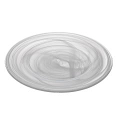 PRATO MESA VIDRO 28CM ALABASTER BRANCO ESTONIA ARDACAM