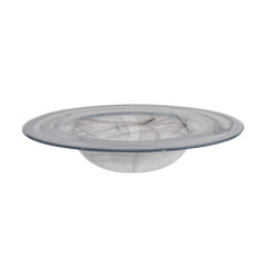 PRATO FUNDO MASSA VIDRO 25CM ALABASTER PRETO/BRANCO GUSTO   