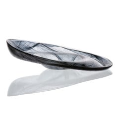 PRATO INCLINADO VIDRO 21CM ALABASTER PRETO OLA ARDACAM