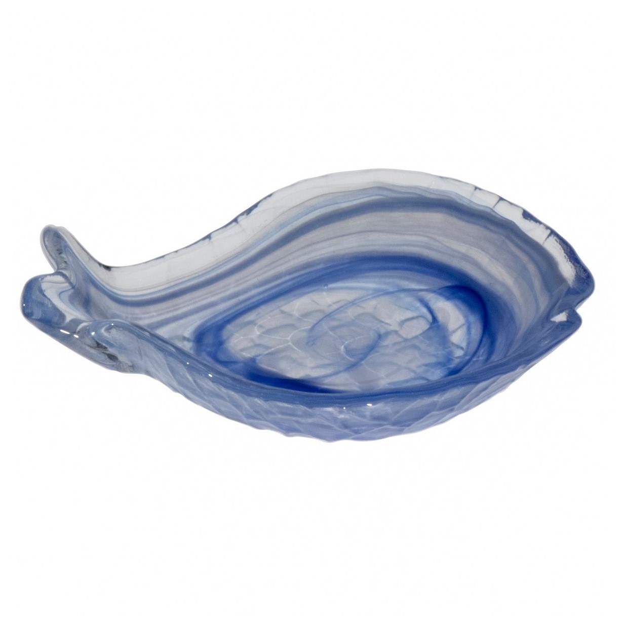 BOWL PEIXE VIDRO 16X11,5CM ALABASTER AZUL/BRANCO AQUARIUM    