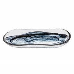 TRAVESSA OVAL VIDRO 27,5X14,5CM ALABASTER PRETO ATLAS ARDACAM