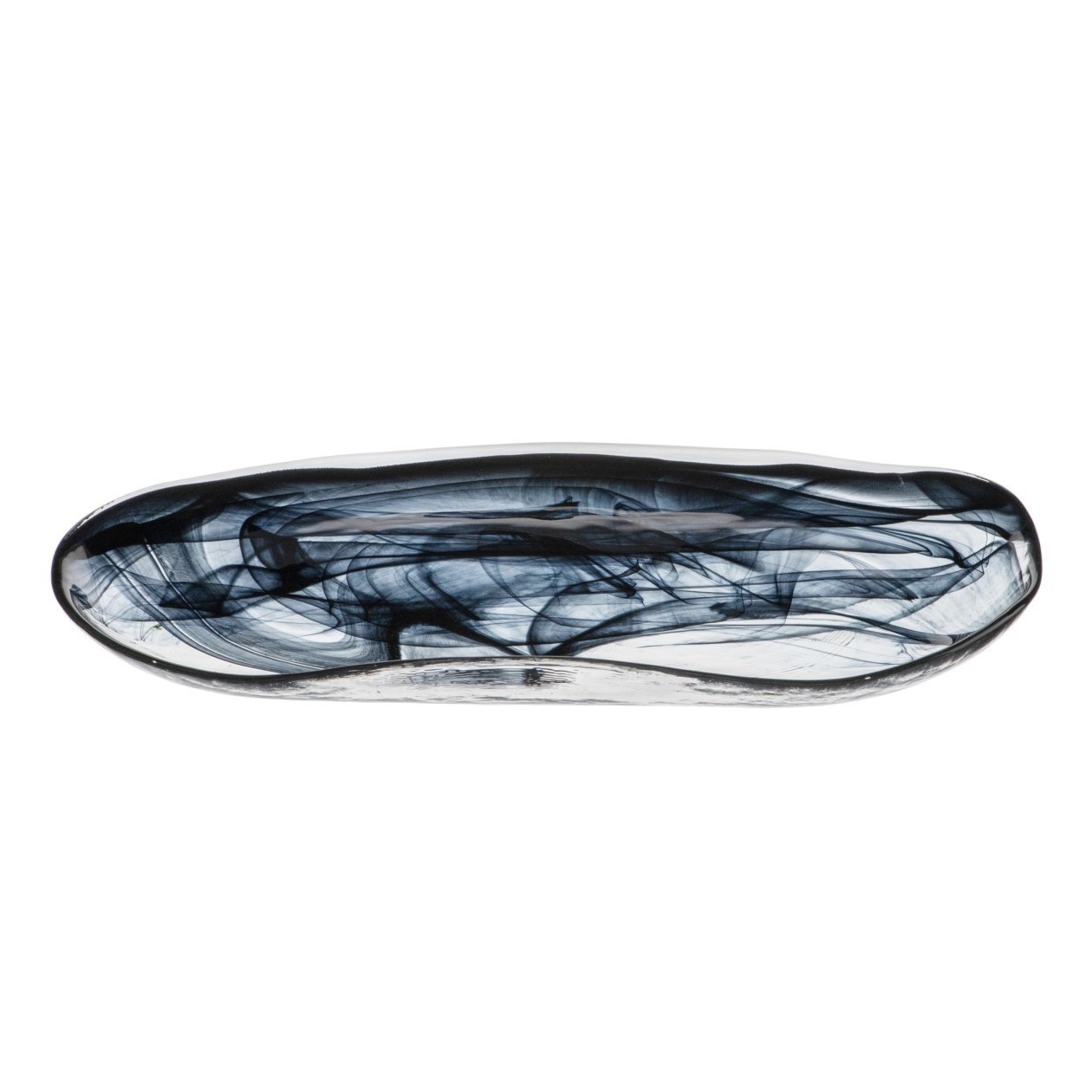 TRAVESSA OVAL VIDRO 35X19,5CM ALABASTER PRETO ATLAS    