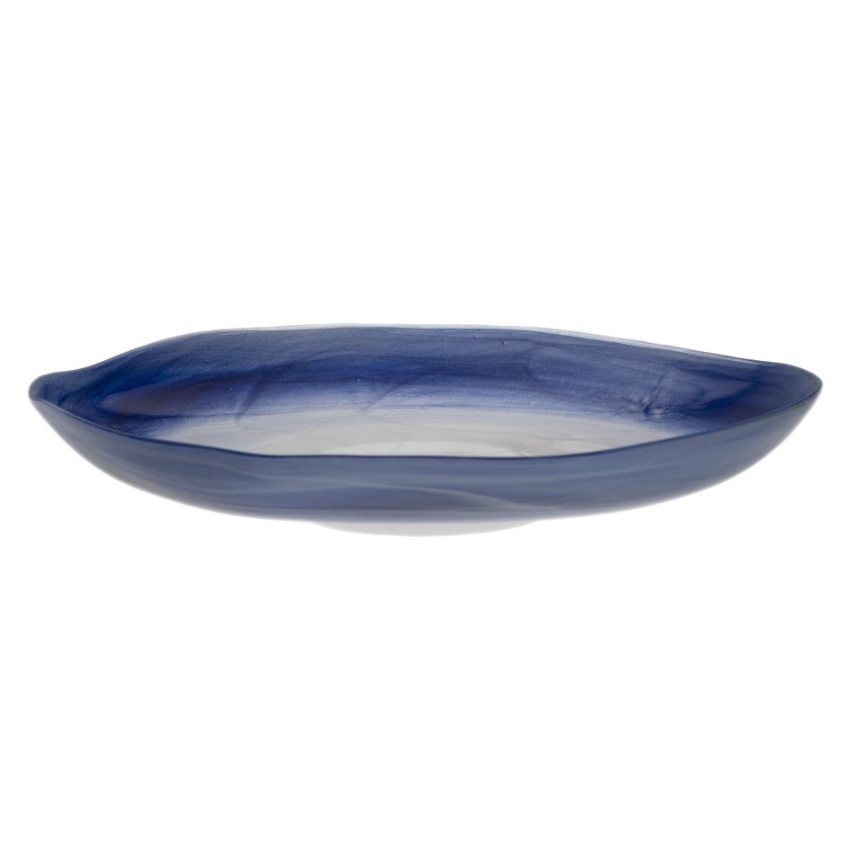 TRAVESSA VIDRO 41CM ALABASTER AZUL AMORF ARDACAM