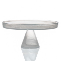 TORTEIRA PÉ VIDRO 28CM ALABASTER BRANCO ASOS    