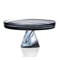 TORTEIRA PÉ VIDRO 10CM ALABASTER PRETO ASOS ARDACAM