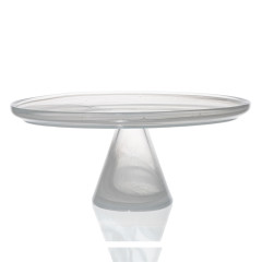 TORTEIRA PÉ VIDRO Ø28CM H12CM ALABASTER BRANCO LEONA