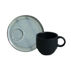 XÍCARA CHÁ + PIRES STONEWARE 230ML 7,5CM DUST   