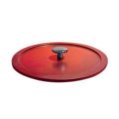 TAMPA FERRO FUNDIDO ESMALTADA PEGADOR CROMADO 24CM ATELIER   