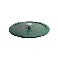 TAMPA FERRO FUNDIDO ESMALTADA FOSCO PEGADOR CROMADO 20CM VERDE ATELIER 