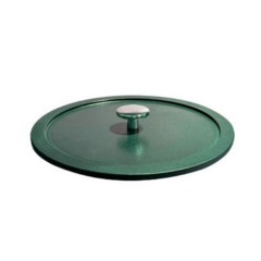 TAMPA FERRO FUNDIDO ESMALTADA FOSCO PEGADOR CROMADO 24CM VERDE ATELIER 