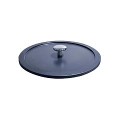 TAMPA FERRO FUNDIDO ESMALTADA FOSCO PEGADOR CROMADO 20CM AZUL ATELIER 