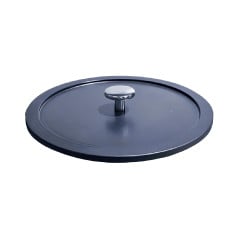 TAMPA FERRO FUNDIDO ESMALTADA FOSCO PEGADOR CROMADO 24CM AZUL ATELIER 