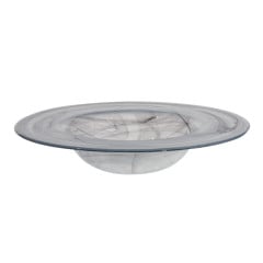 PRATO FUNDO MASSA VIDRO 30CM ALABASTER PRETO/BRANCO GUSTO ARDACAM