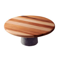 TORTEIRA MADEIRA TECA PÉ PEDRA 30CM     