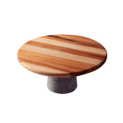 TORTEIRA MADEIRA TECA PÉ PEDRA 24,5CM     