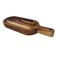 TAVOLA APERITIVO OBLONGA MADEIRA TECA 40,5X14CM     