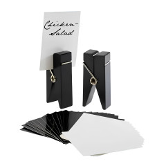 KIT 2 IDENTIFICADORES MESA MADEIRA + 30 CARTÕES 4X2,5CM  