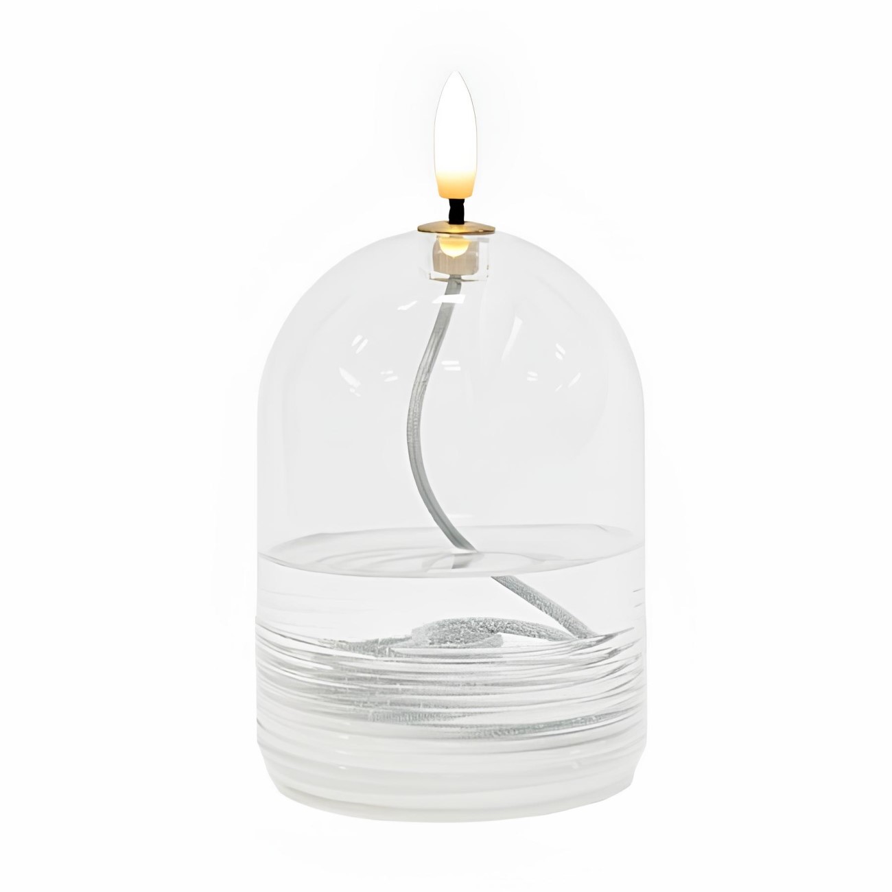 LAMPARINA LED RECARREGÁVEL VIDRO EFEITO CHAMA CINTILANTE 8CM DEA  
