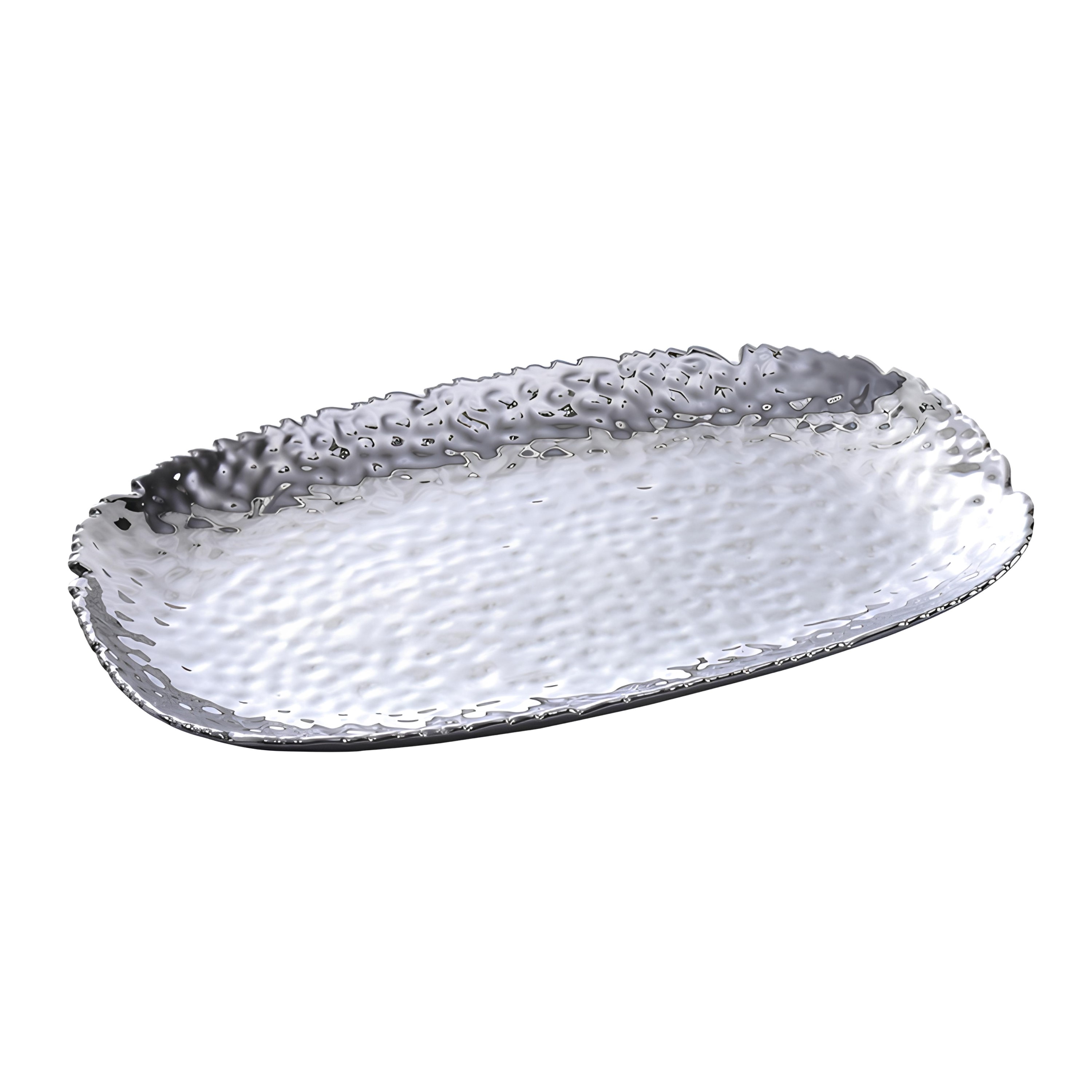 TRAVESSA OVAL PORCELANA TITÂNIO PRATA 35X22CM MILLENNIUM    