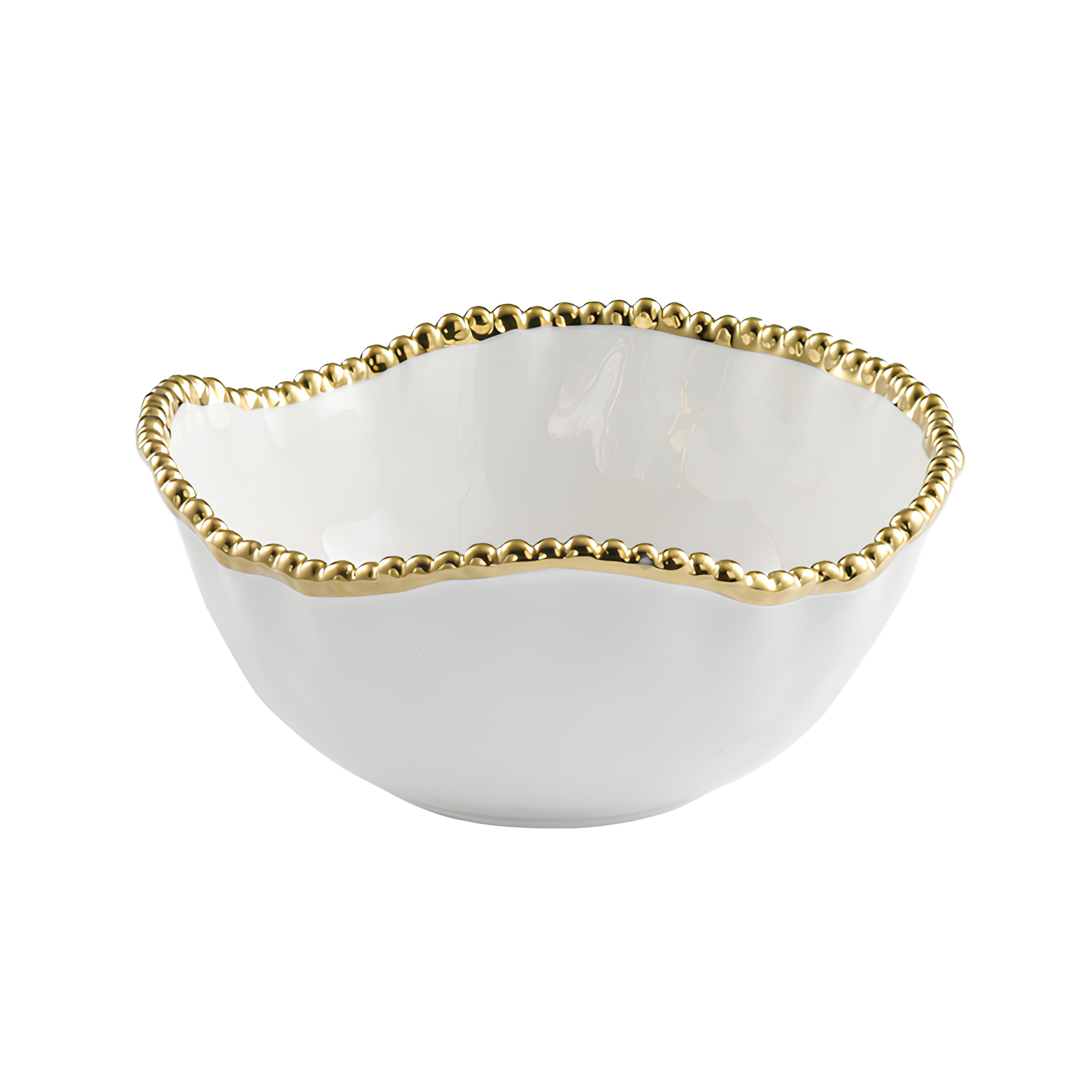 SALADEIRA PORCELANA BORDA TITÂNIO DOURADA 26,5CM GOLDEN SALERNO   