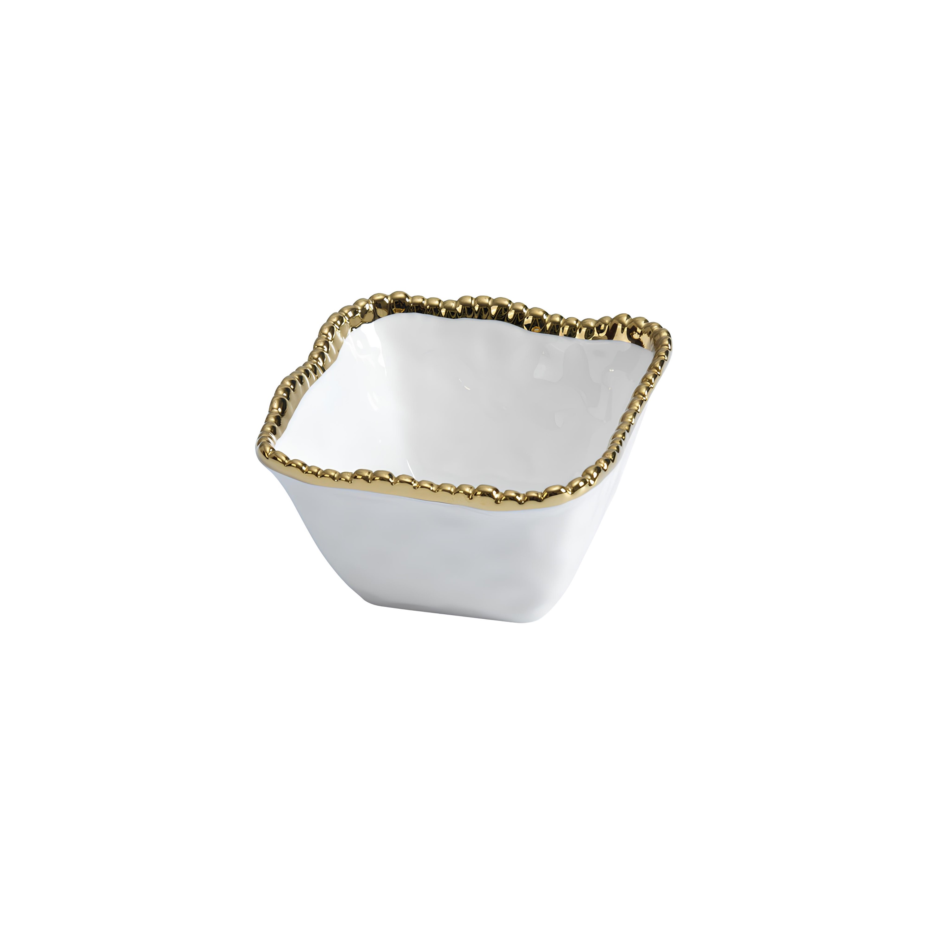 BOWL PORCELANA BORDA TITÂNIO DOURADA 12X12CM GOLDEN SALERNO   