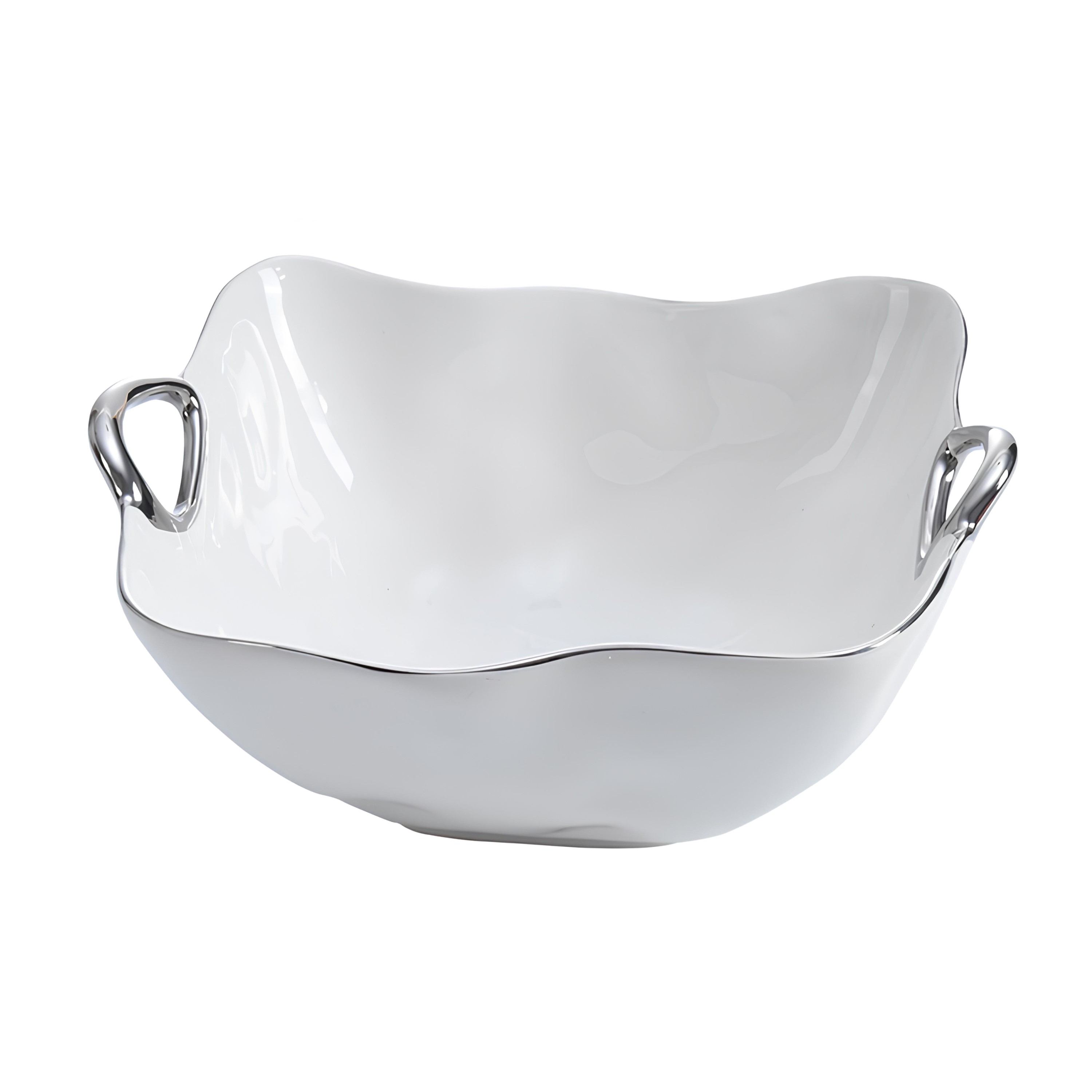 BOWL ALÇAS PORCELANA BORDA TITÂNIO PRATA 26X24CM    