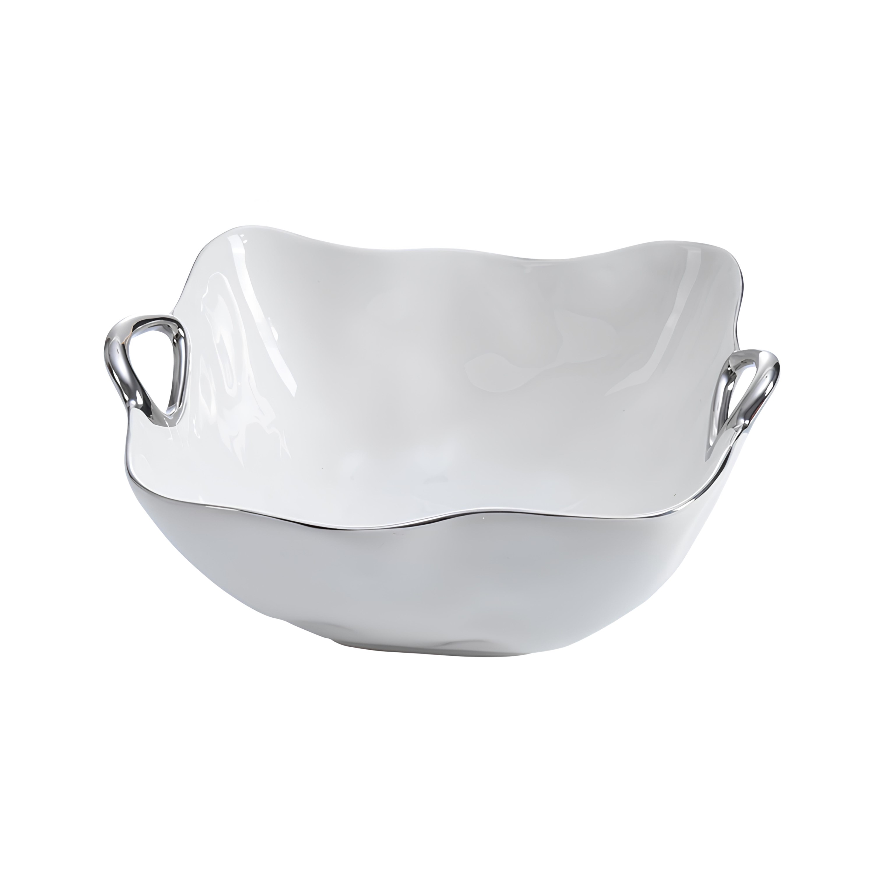 BOWL ALÇAS PORCELANA BORDA TITÂNIO PRATA 22X20CM    