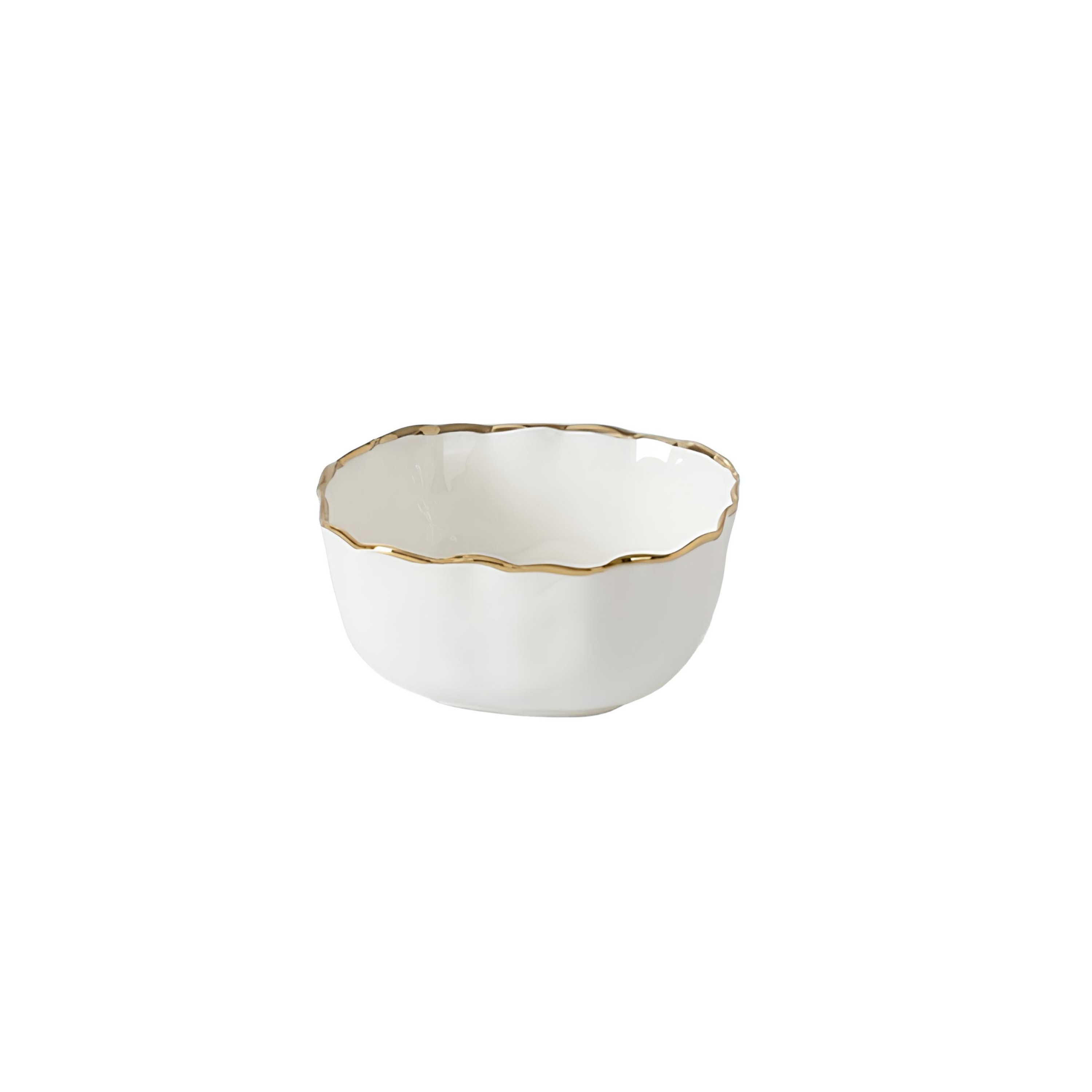 BOWL PORCELANA BORDA TITÂNIO DOURADA 11X11CM PORTOFINO    