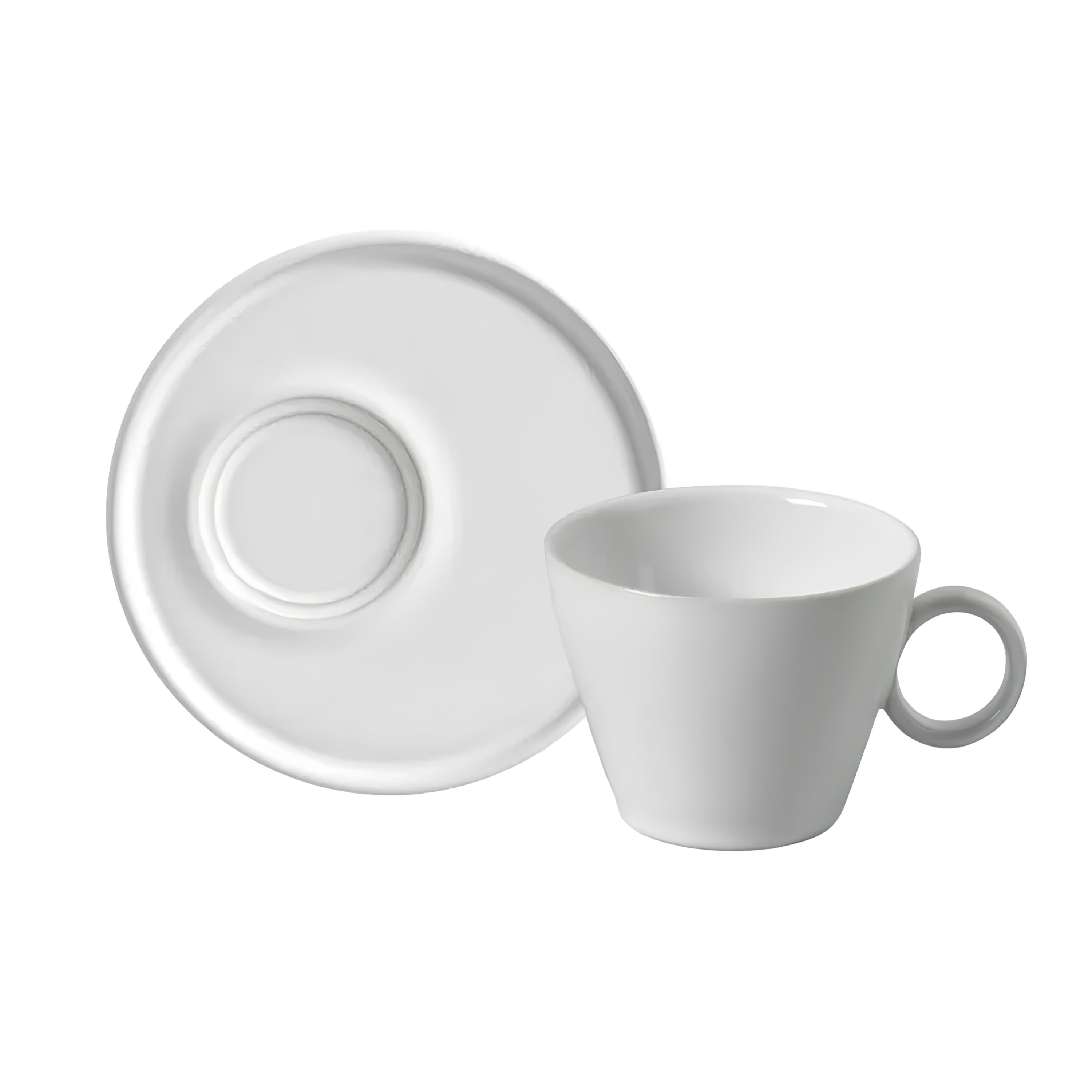 XÍCARA CHÁ + PIRES STONEWARE 210ML 7CM NEO NEW WHITE 
