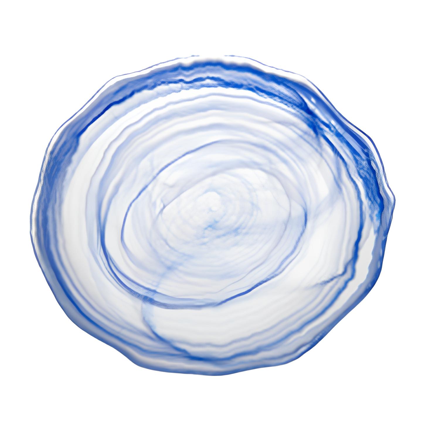 PRATO SOUSPLAT IRREGULAR VIDRO 32,5CM ALABASTER AZUL/BRANCO AMORF   
