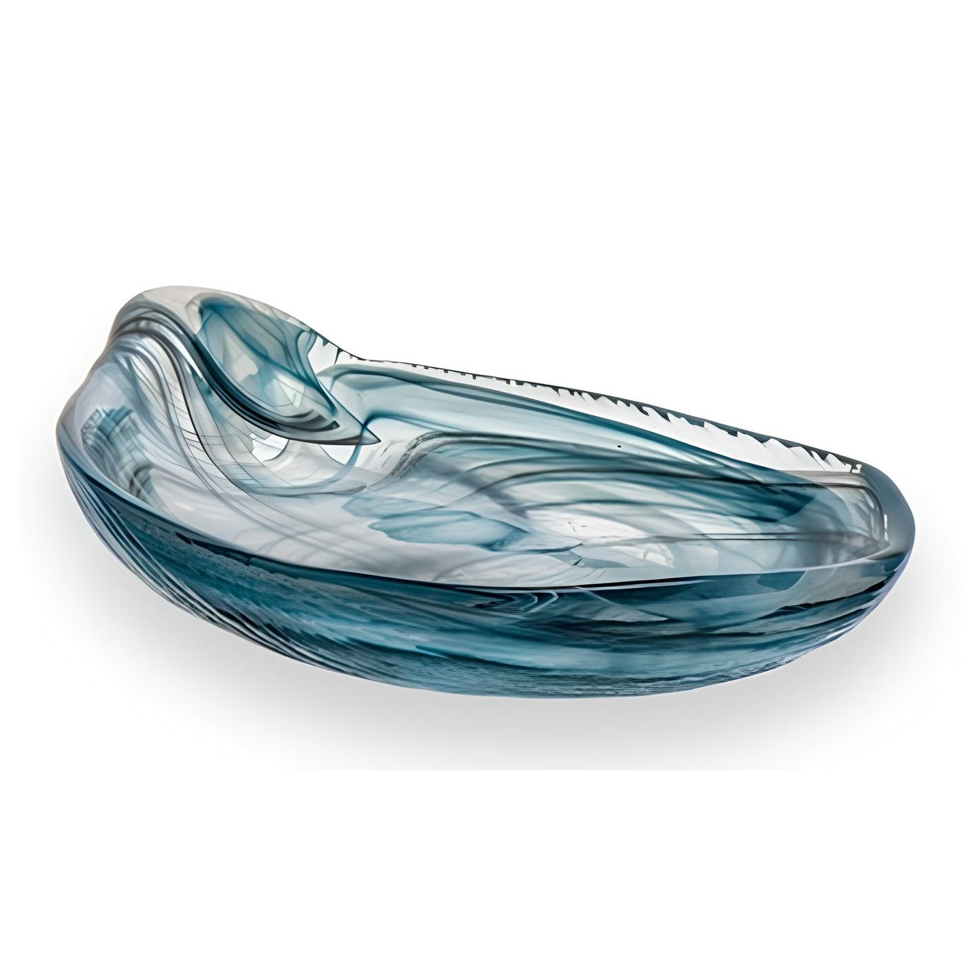 TRAVESSA CANOA VIDRO 33X18CM  ALABASTER VERDE PETROLEUM AUSTER  