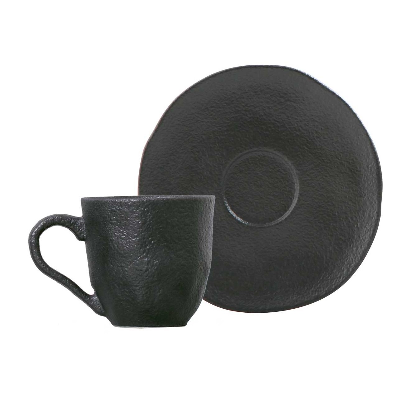 XÍCARA CAFÉ + PIRES STONEWARE 120ML 6CM PRETO MATTE ORGÂNICO 