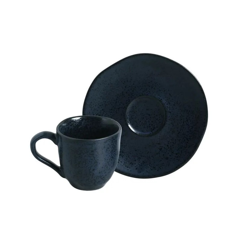 XÍCARA CAFÉ + PIRES STONEWARE 120ML 6,5CM NIGHT BLUE ORGÂNICO 