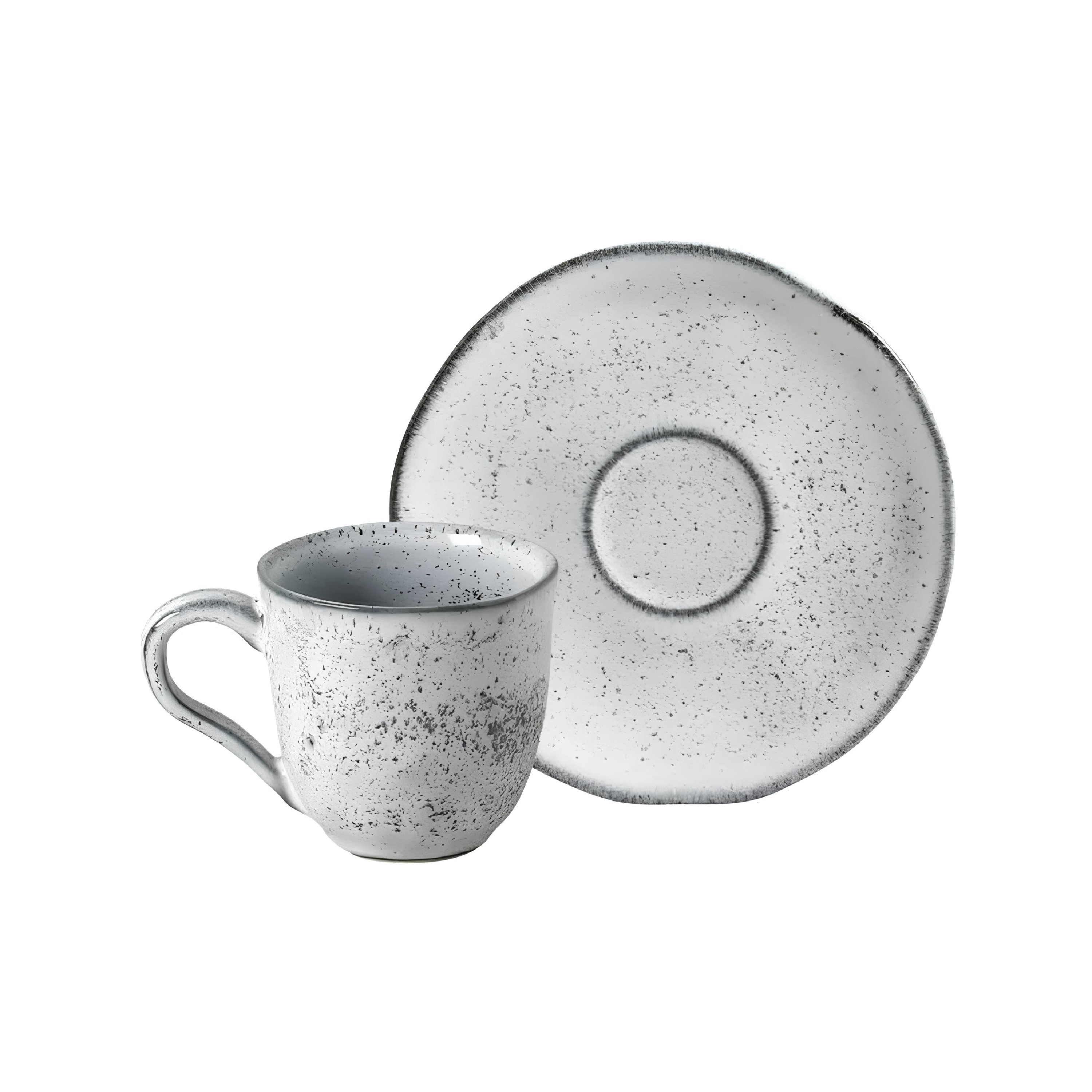 XÍCARA CAFÉ + PIRES STONEWARE 120ML 6,5CM ECHO ORGÂNICO  