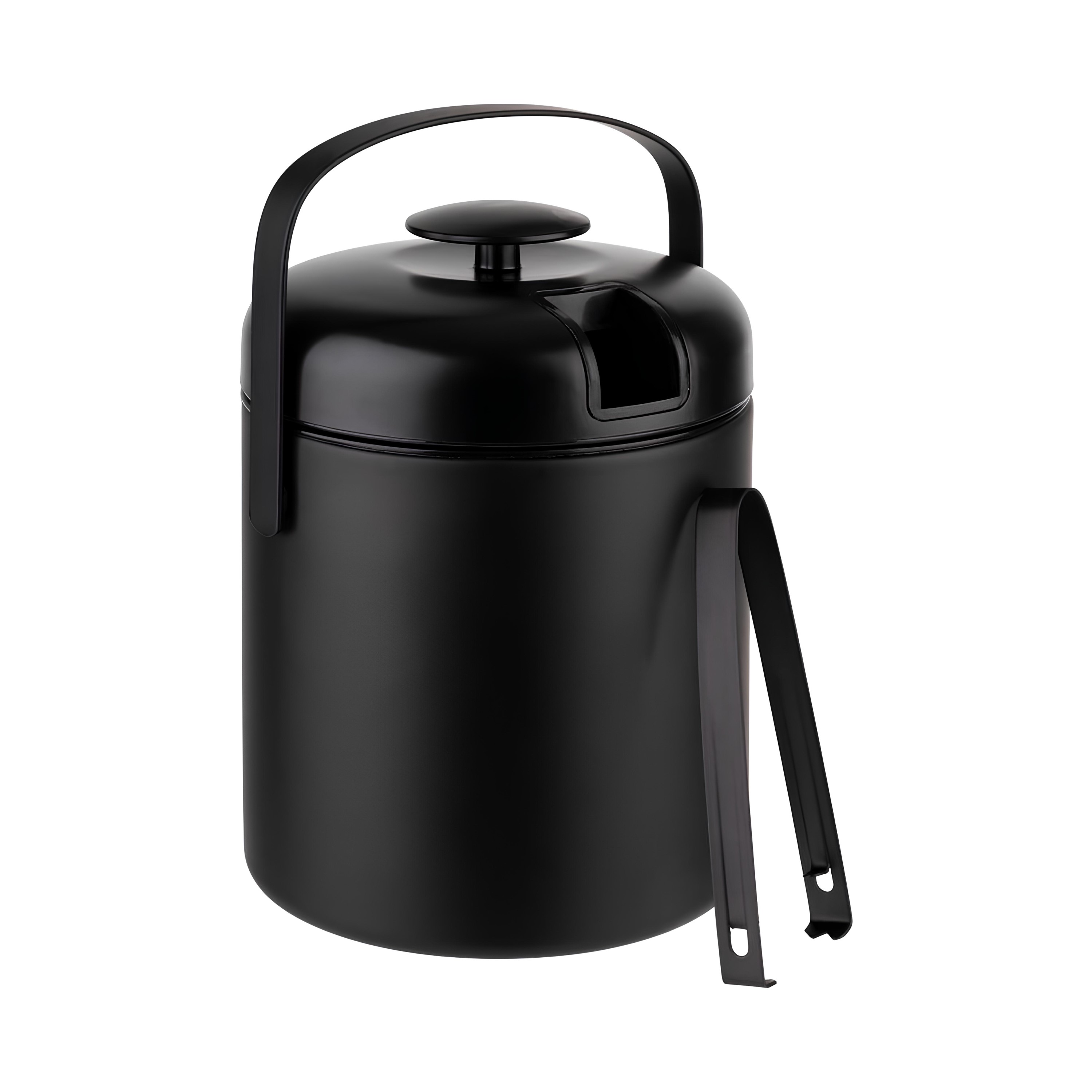 BALDE DE GELO TÉRMICO PINÇA INOX/PLÁSTICO 1,3L 15CM PRETO  