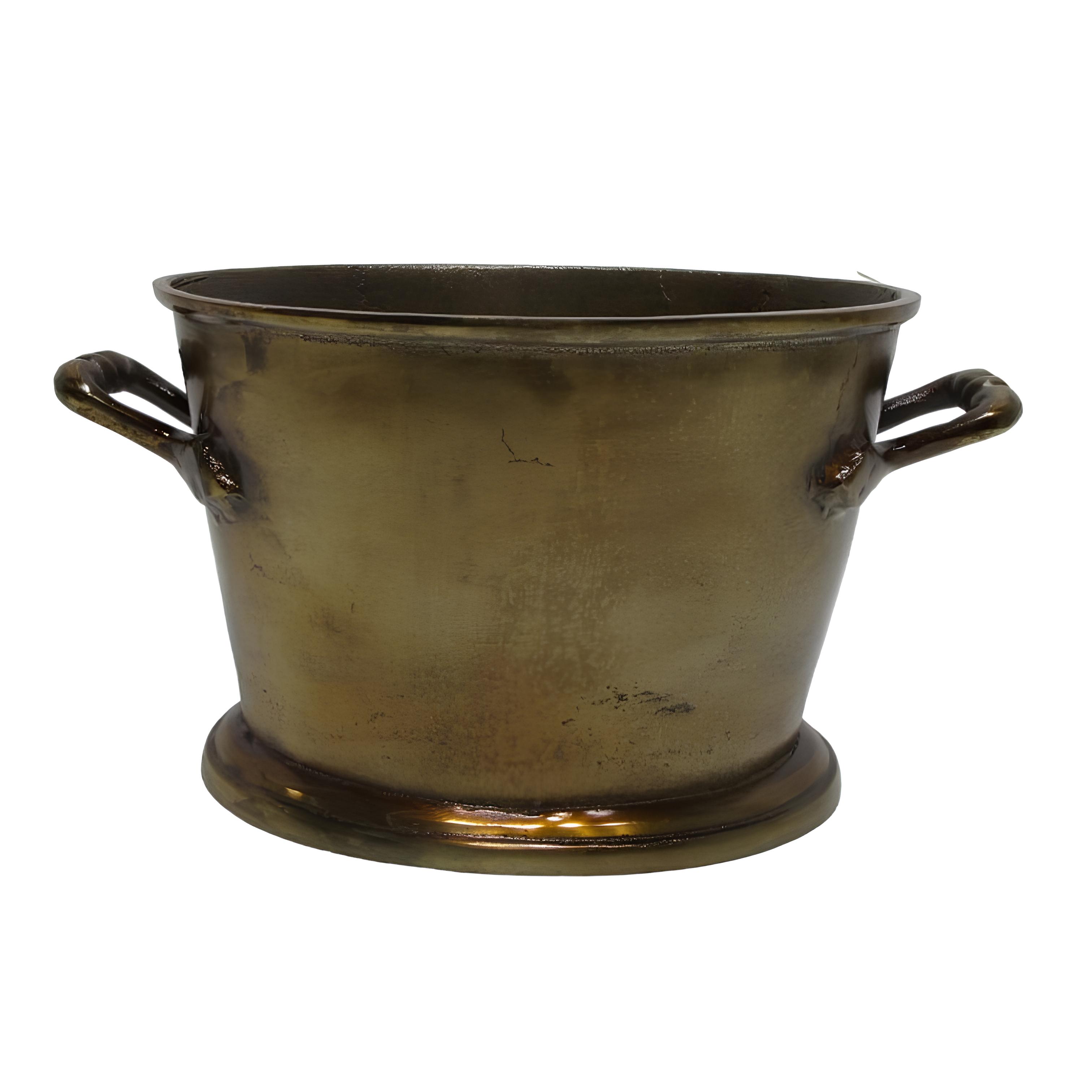CHAMPANHEIRA OVAL ALUMÍNIO FUNDIDO 7L 41X25CM VINTAGE BRASS   
