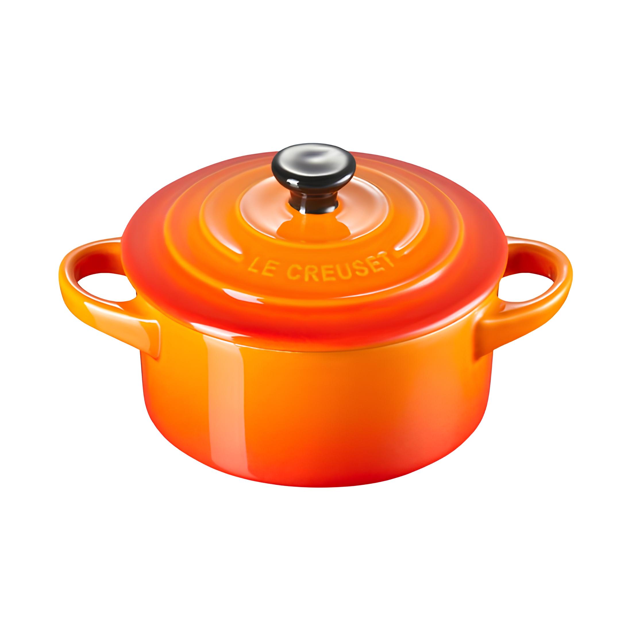 MINI COCOTTE STONEWARE PEGADOR PRETO 250ML 10CM LARANJA   