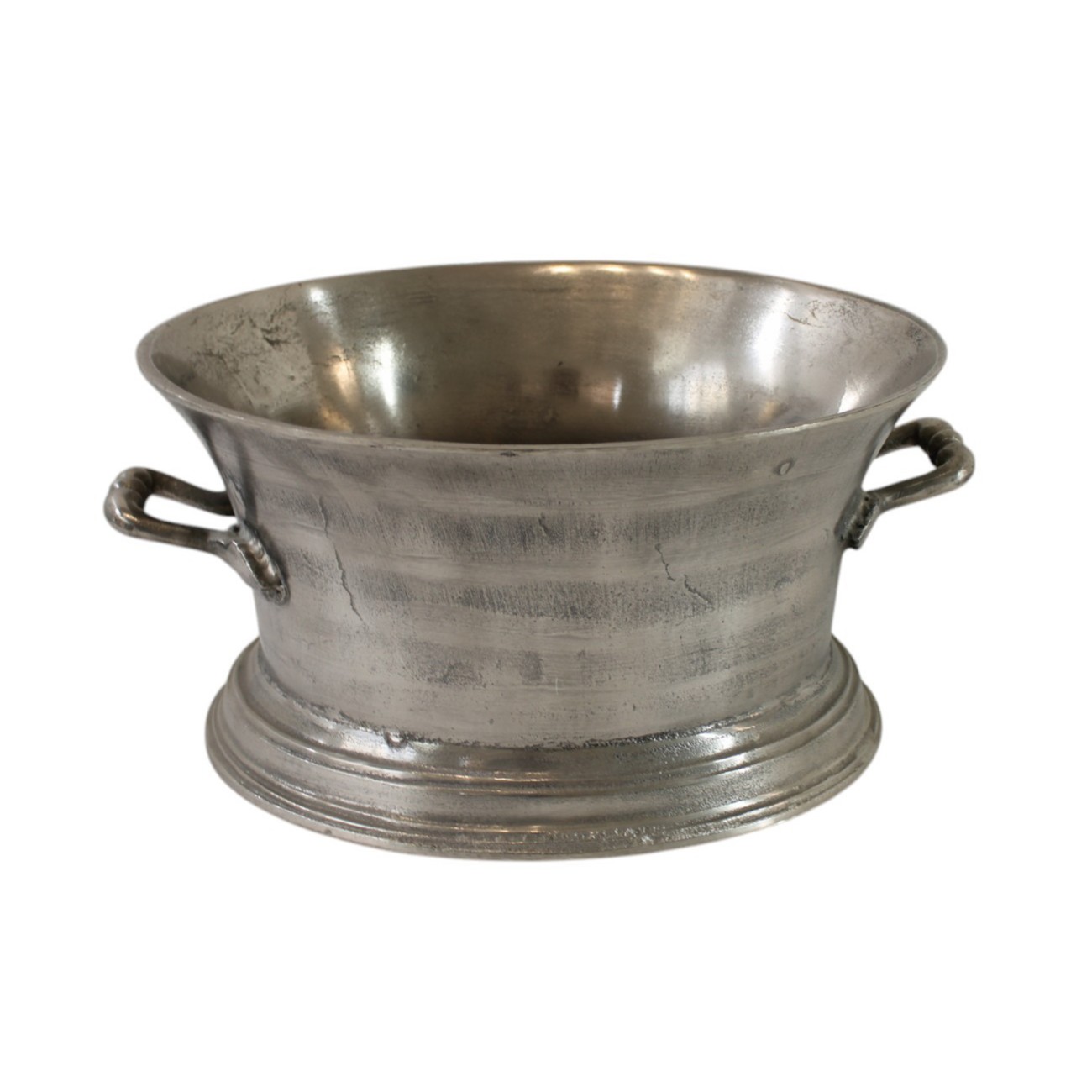 CHAMPANHEIRA OVAL ALUMÍNIO ALÇA 10L 46X36CM SILVER RAW VINTAGE  