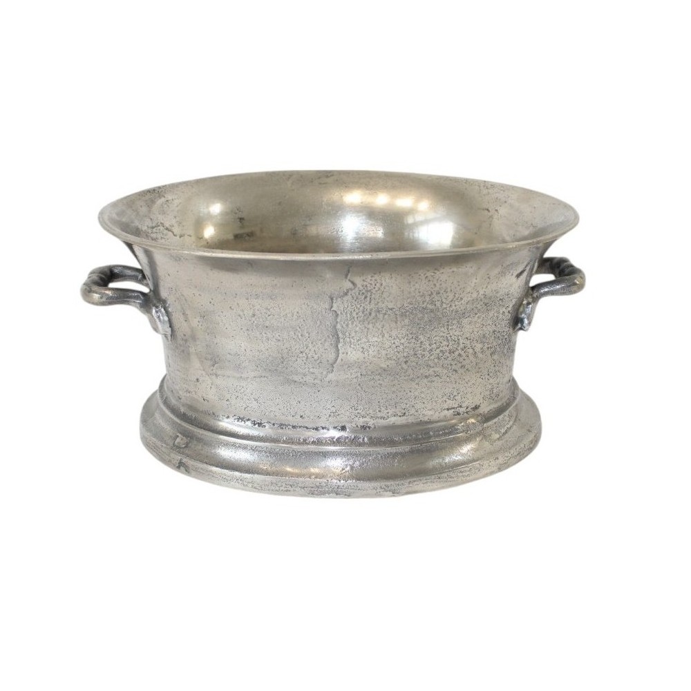 CHAMPANHEIRA OVAL ALUMÍNIO ALÇA 5L 39X29,5CM SILVER RAW VINTAGE  