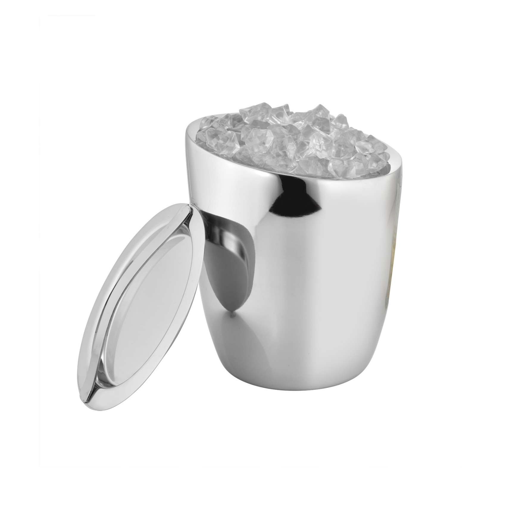 BALDE GELO INCLINADO INOX PAREDE DUPLA TAMPA 1,5L 16,5CM MIRROR 