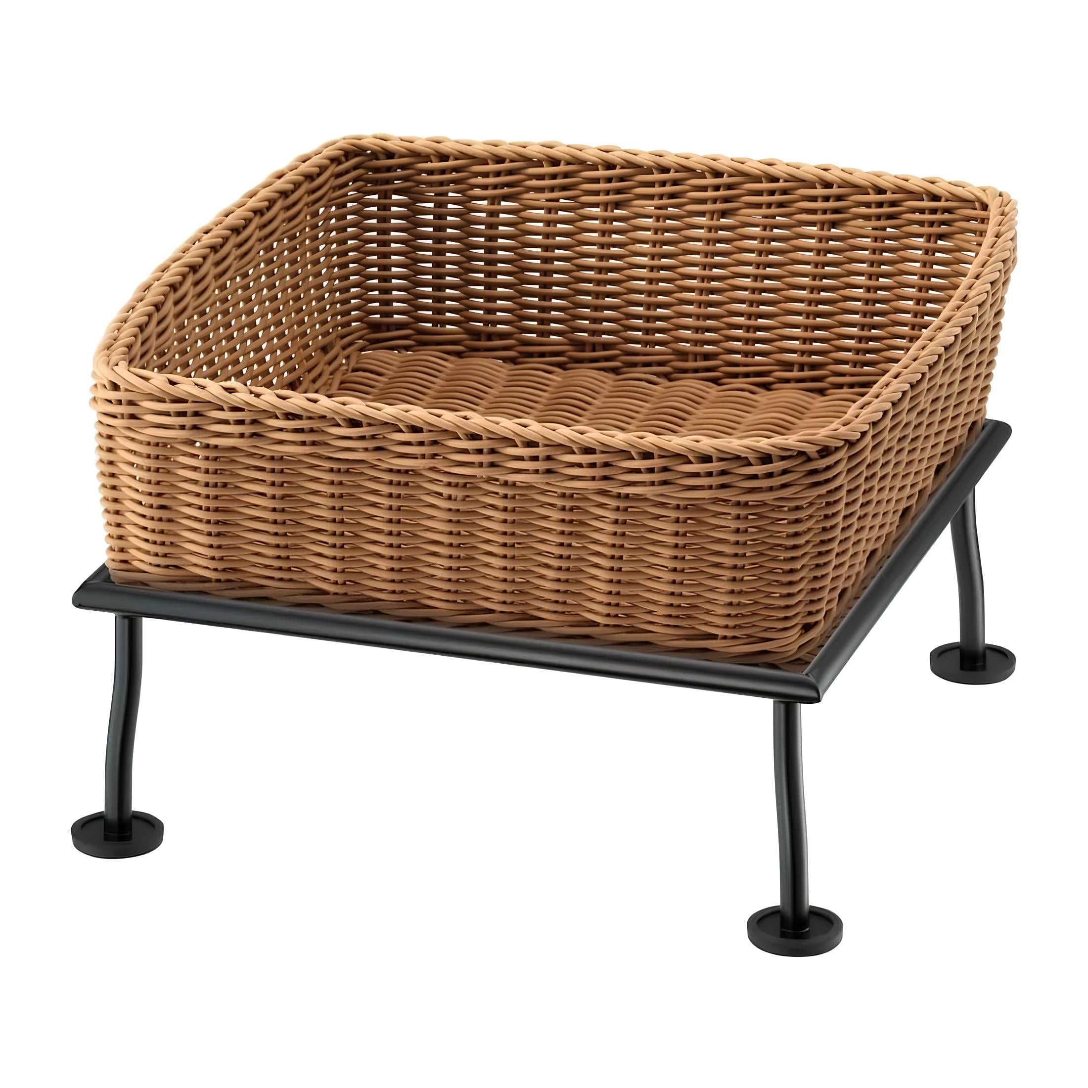 EXPOSITOR BUFFET METAL/POLY-RATTAN 33,6X33,6CM H34CM BEGE/PRETO