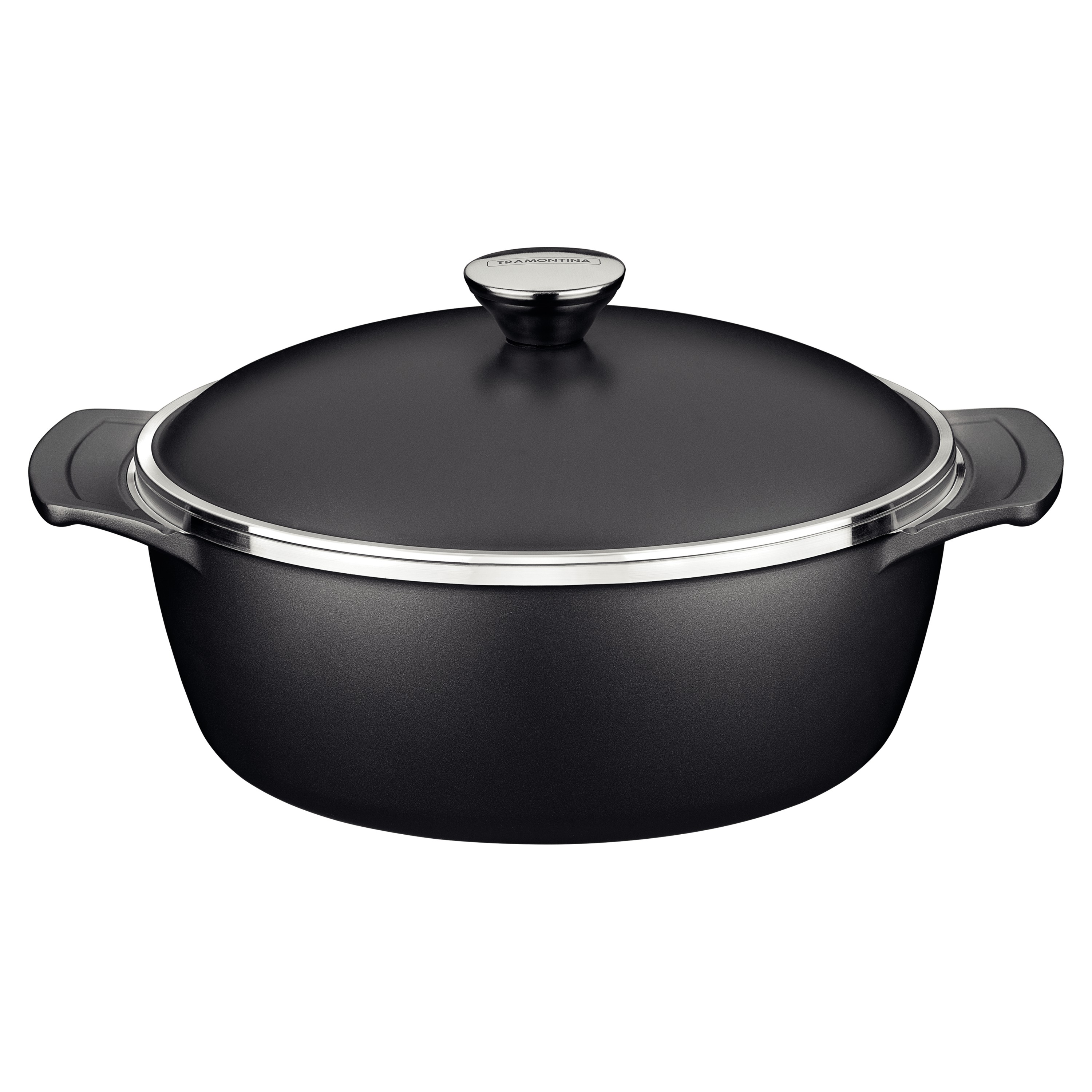 CAÇAROLA INDUÇÃO ALUMÍNIO ANTIADERENTE TAMPA 30CM 6,8L LYON PRETA  