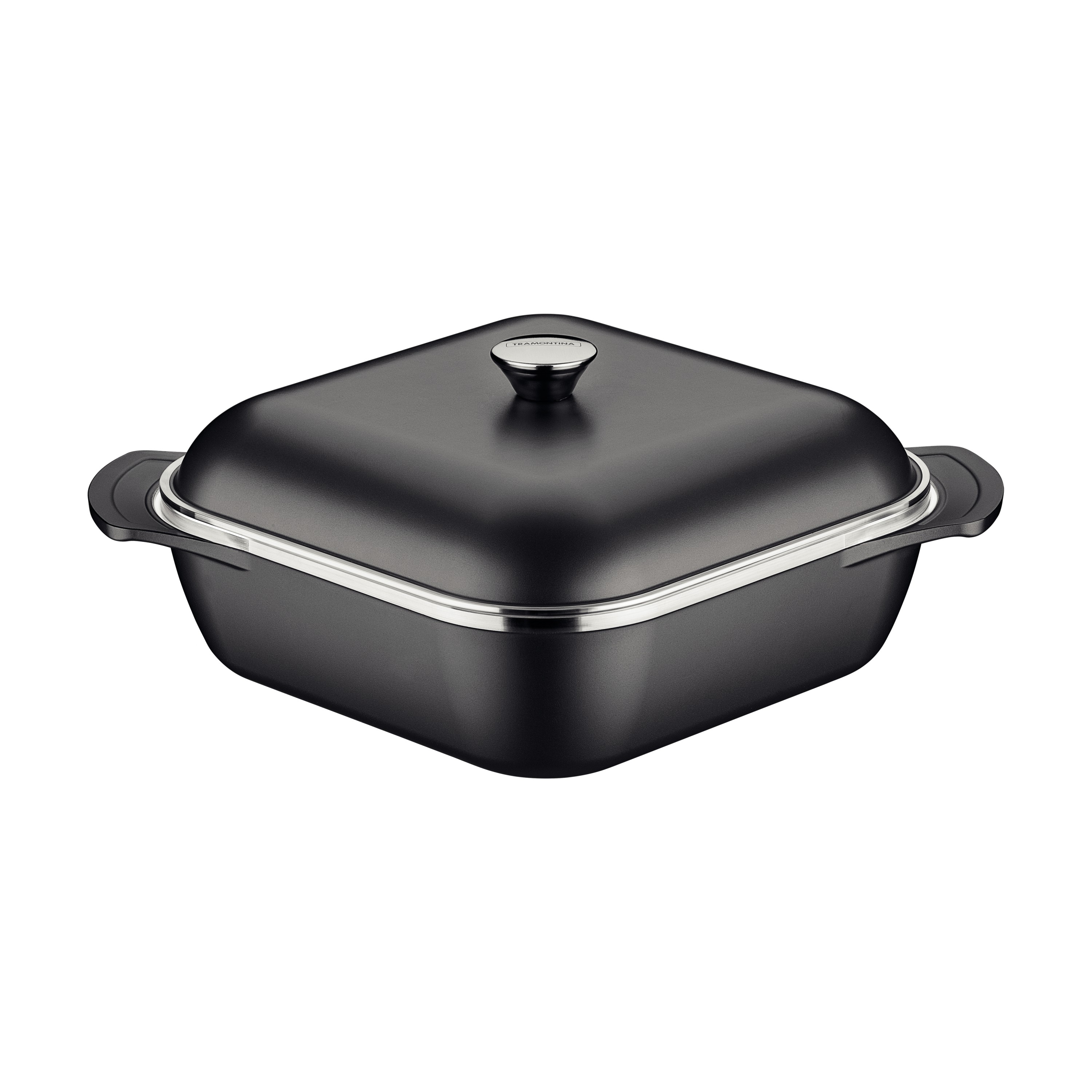 CAÇAROLA INDUÇÃO ALUMÍNIO ANTIADERENTE TAMPA 28X28CM 5,5L LYON PRETA  