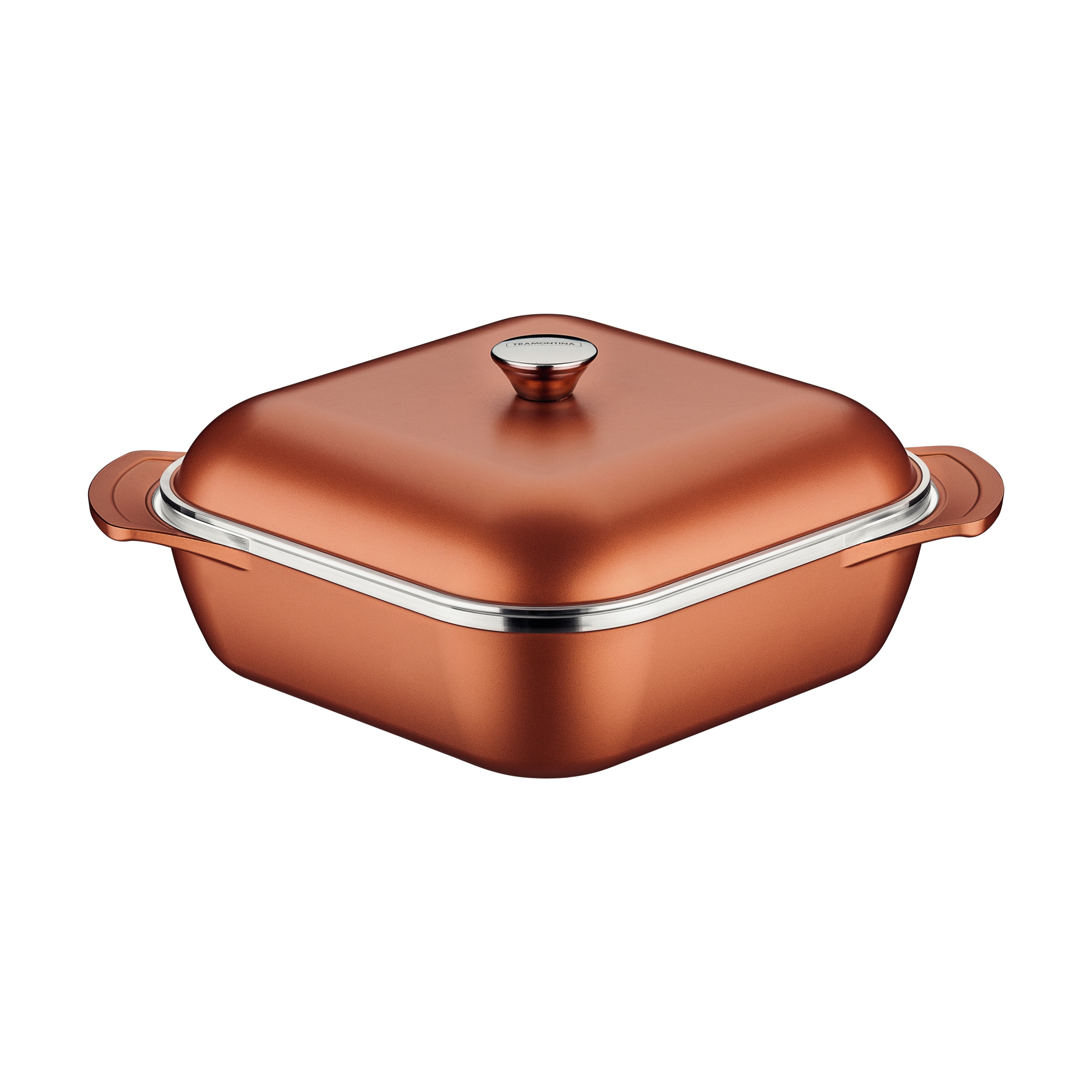 CAÇAROLA INDUÇÃO ALUMÍNIO ANTIADERENTE TAMPA 28X28CM 5,5L LYON COR COBRE 