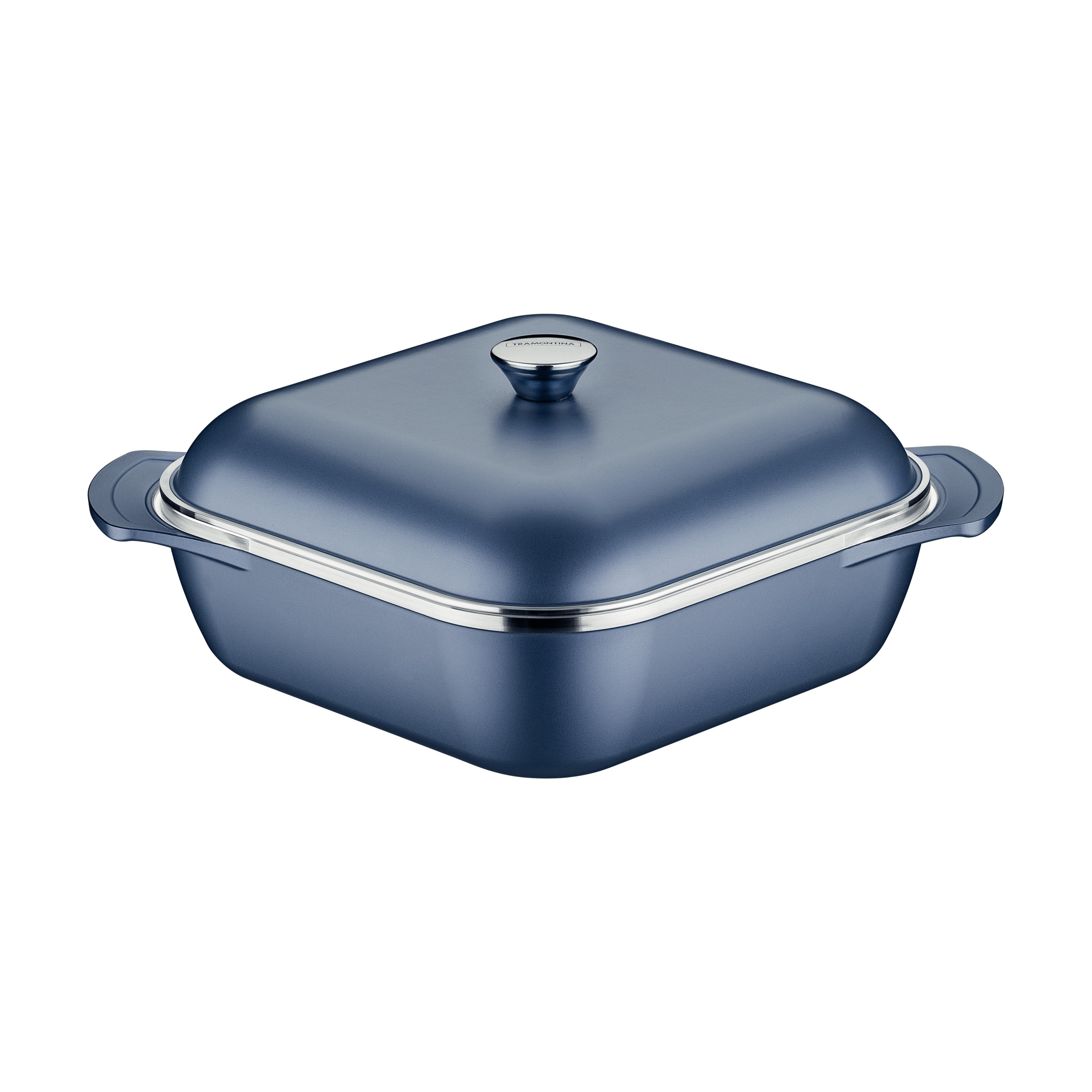 CAÇAROLA INDUÇÃO ALUMÍNIO ANTIADERENTE TAMPA 28X28CM 5,5L LYON AZUL  